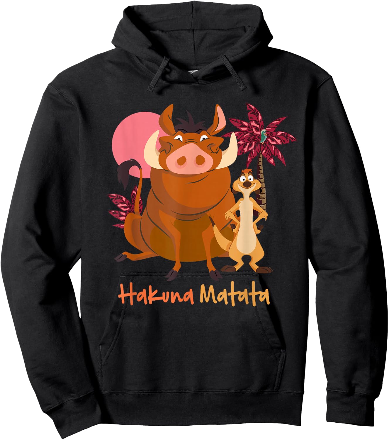 Disney The Lion King Timon & Pumbaa Hakuna Matata Face Front , Black, S Hoodie - Hoodie | Black