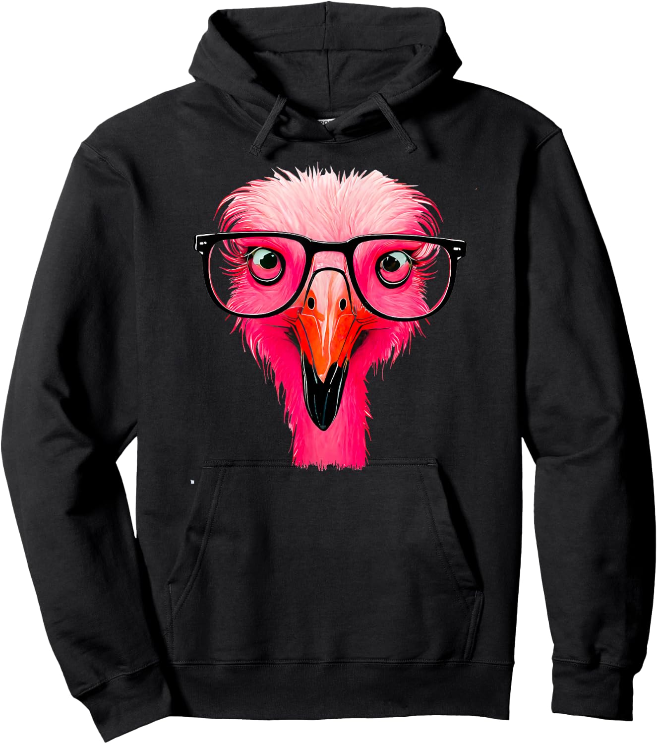 Cute Flamingo Bird Wearing Glasses Funny Pink Flamingo Lover Hoodie - Hoodie | Black