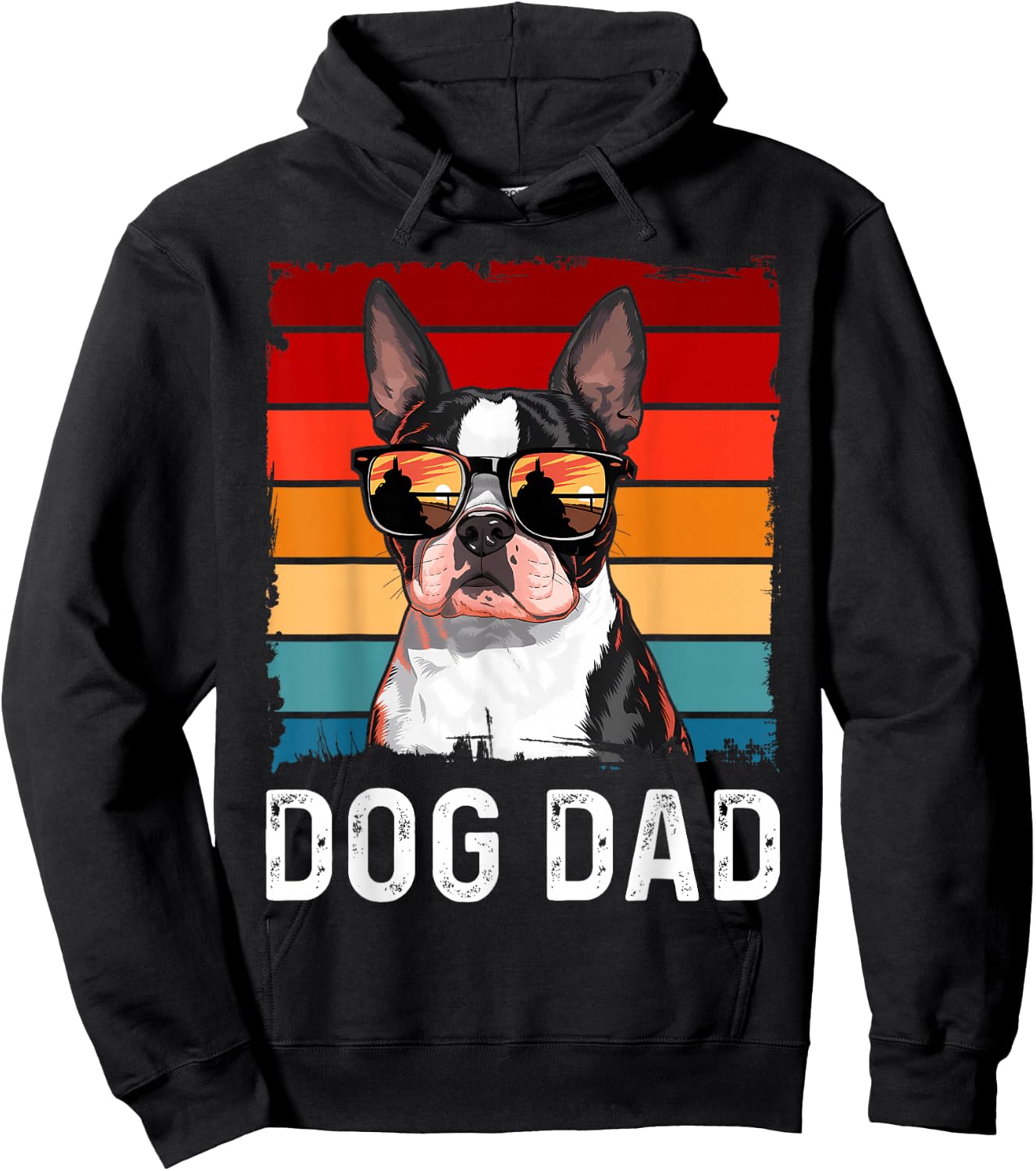 Boston Terrier Dog Dad Hoodie - Hoodie | Black
