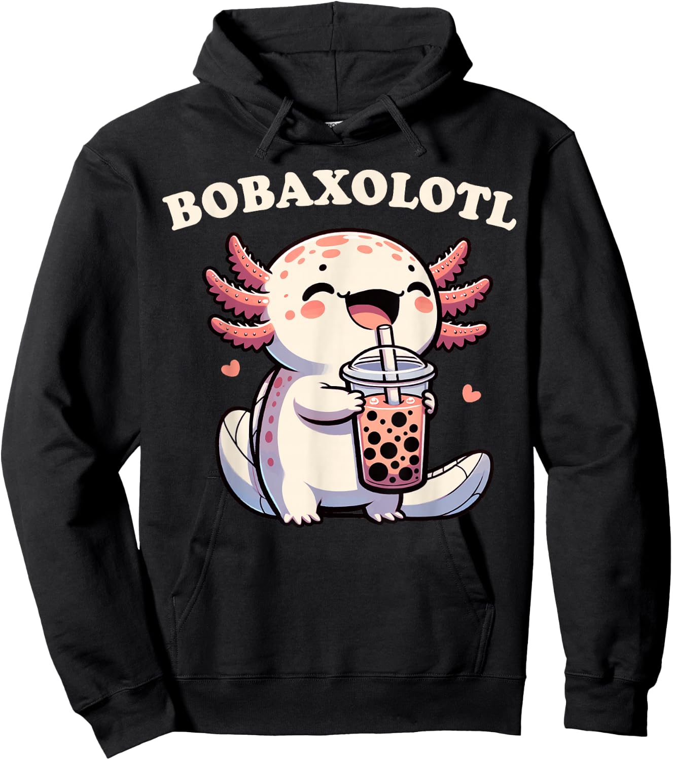 Axolotl Boba Tea Bubble Tea Milk Tea Anime Axolotl Funny Hoodie - Hoodie | Black