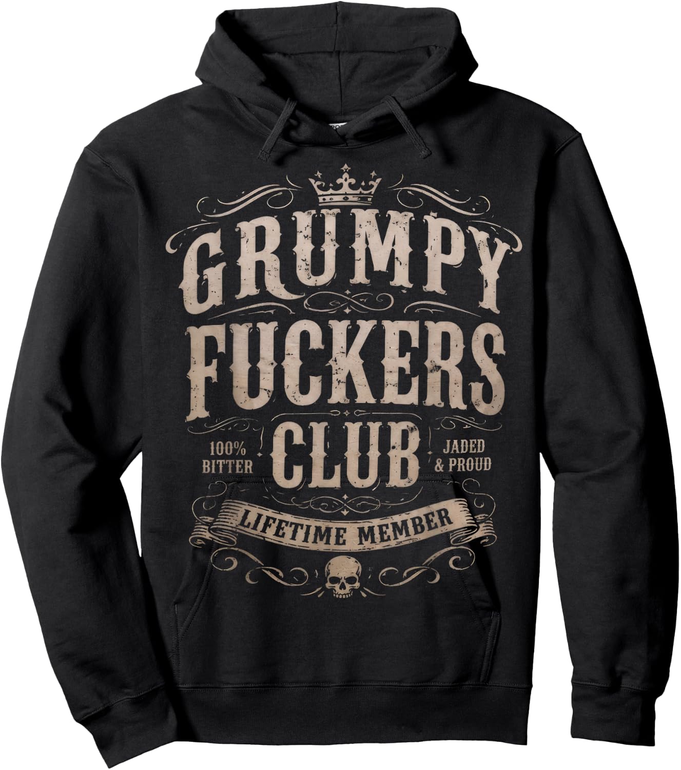 Grumpy Fuckers Club Lifetime Member Funny Hoodie - Hoodie | Black