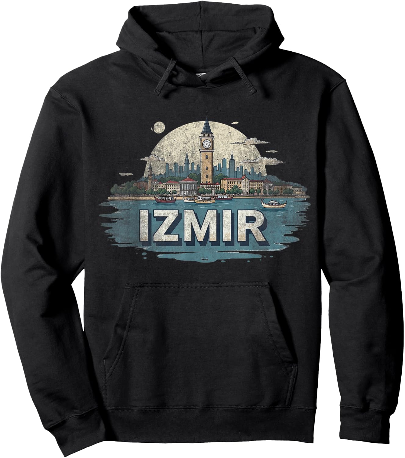 Retro Izmir Landscape Vintage Souvenir Hoodie - Hoodie | Black