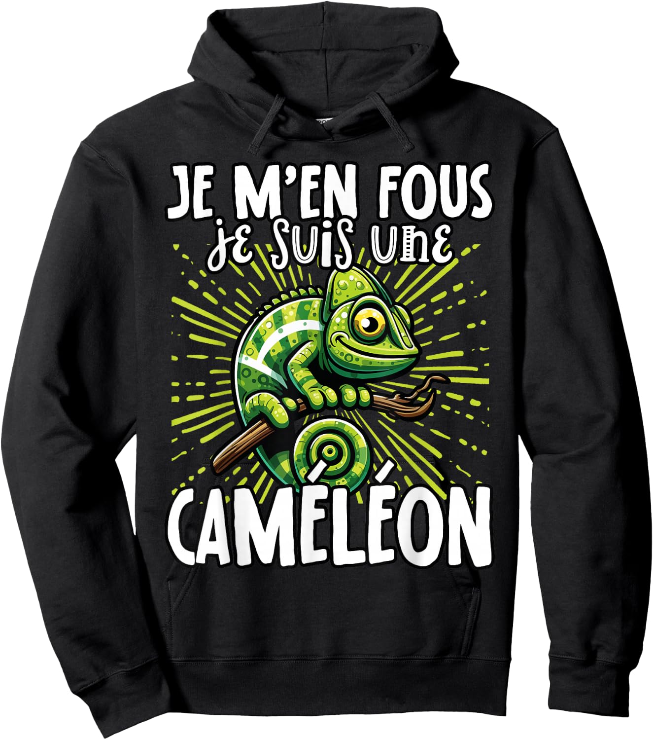 Je M'en Fous Je Suis Une Cameleon - Cute Chameleon , Black, S Hoodie - Hoodie | Black