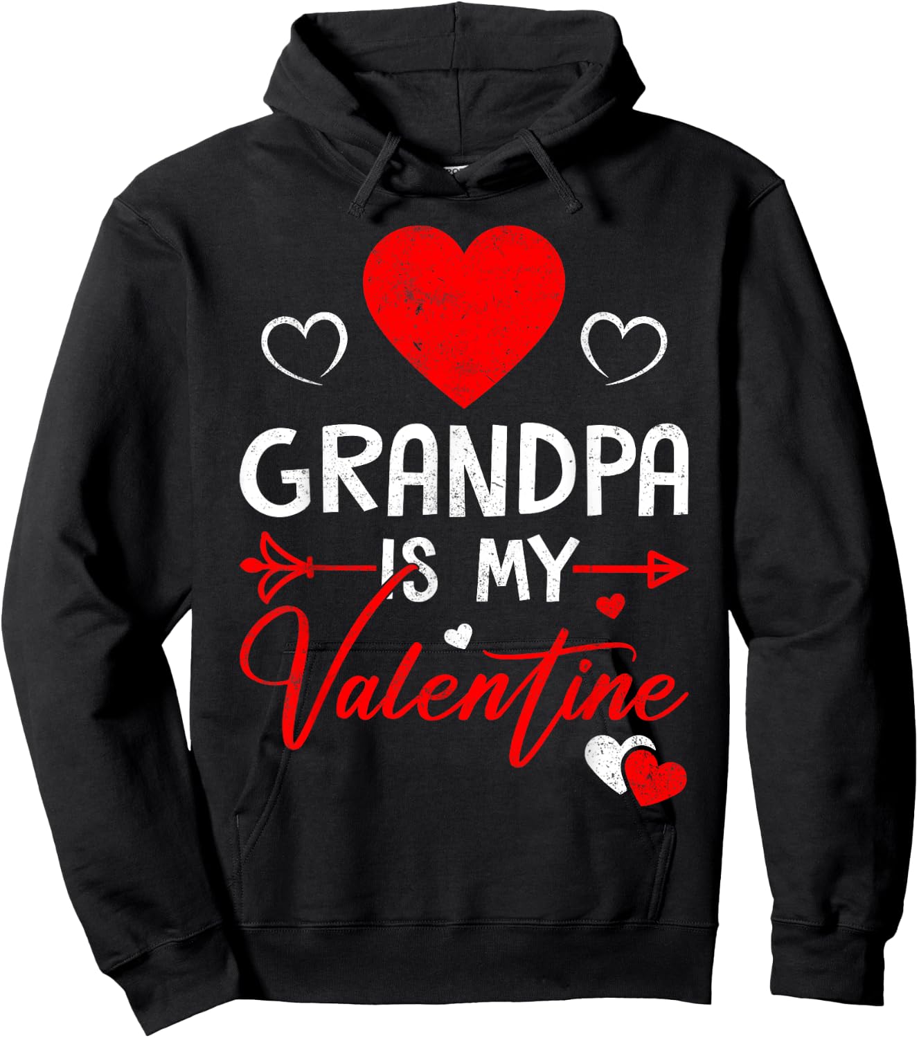 Family Matching Love Heart Grandpa Is My Valentine Hoodie - Hoodie | Black