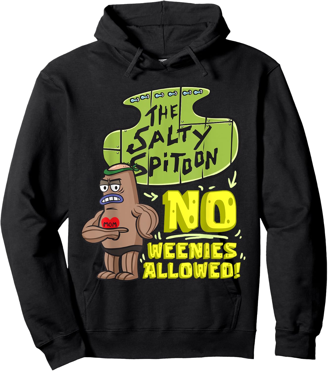 Mademark x SpongeBob SquarePants - Salty Spitoon No Weenies Allowed SpongeBob Gym Bodybuilder Hoodie - Hoodie | Black