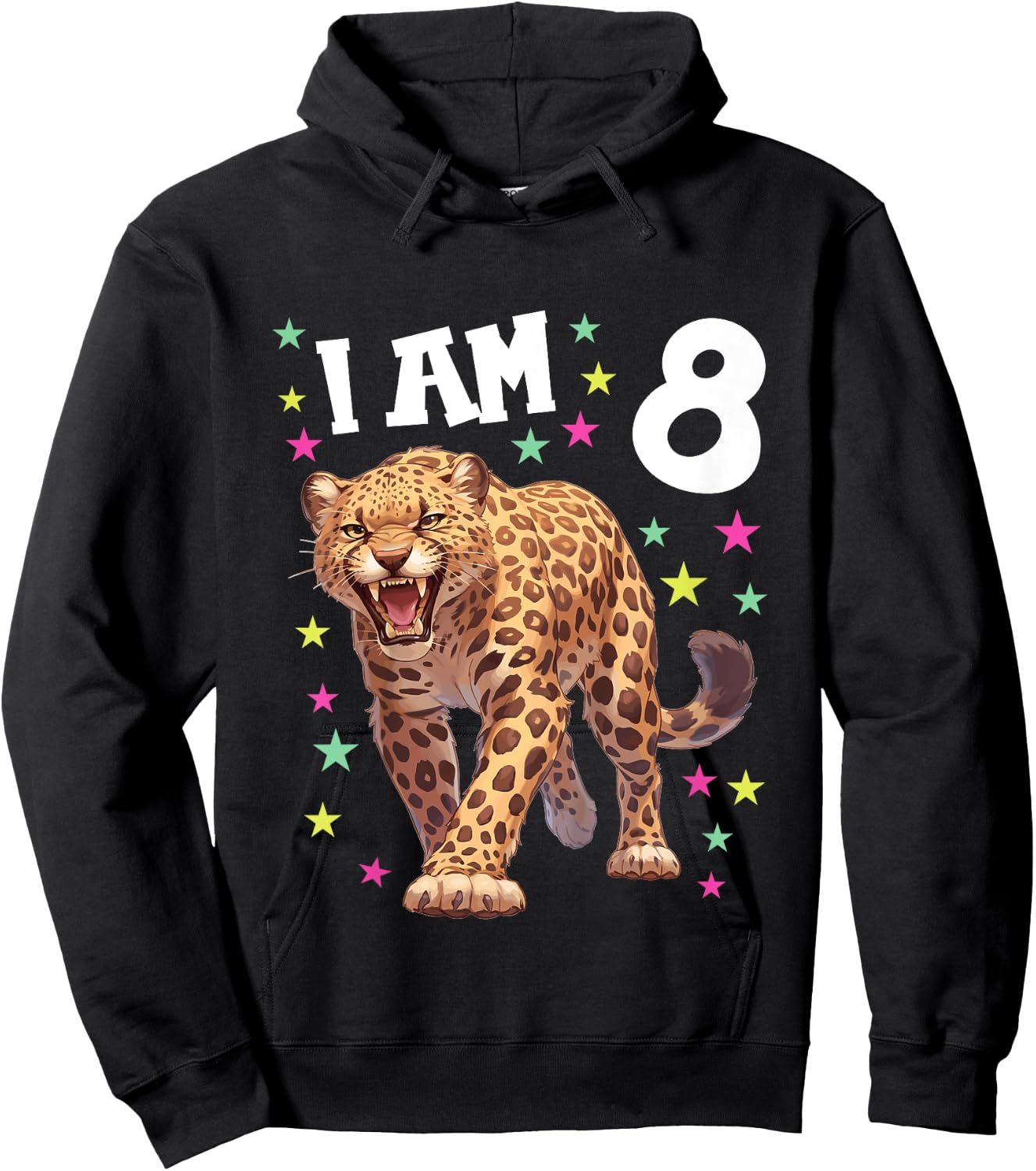 Kids 8 Years Old Leopard 8th Birthday Hoodie - Hoodie | Black