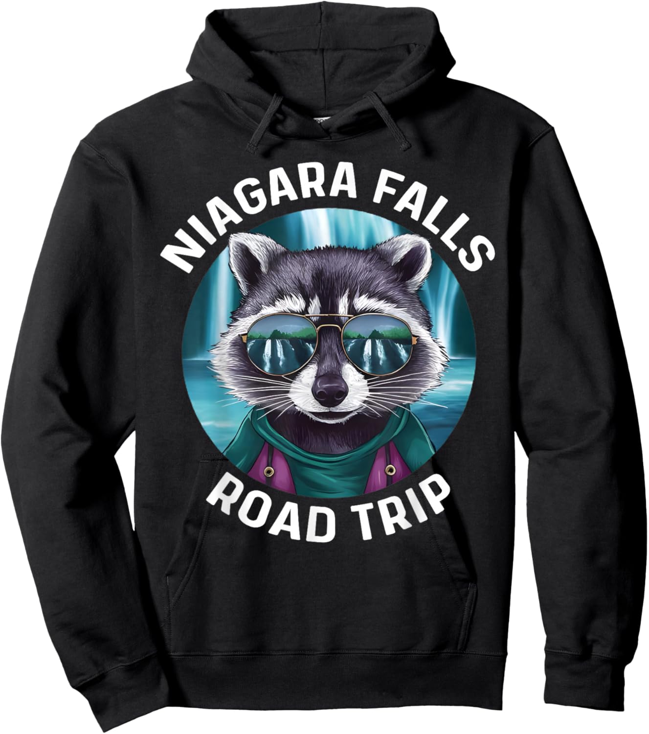 Road Trip Squad Niagara Falls Souvenirs Family 2025 Raccoon Hoodie - Hoodie | Black