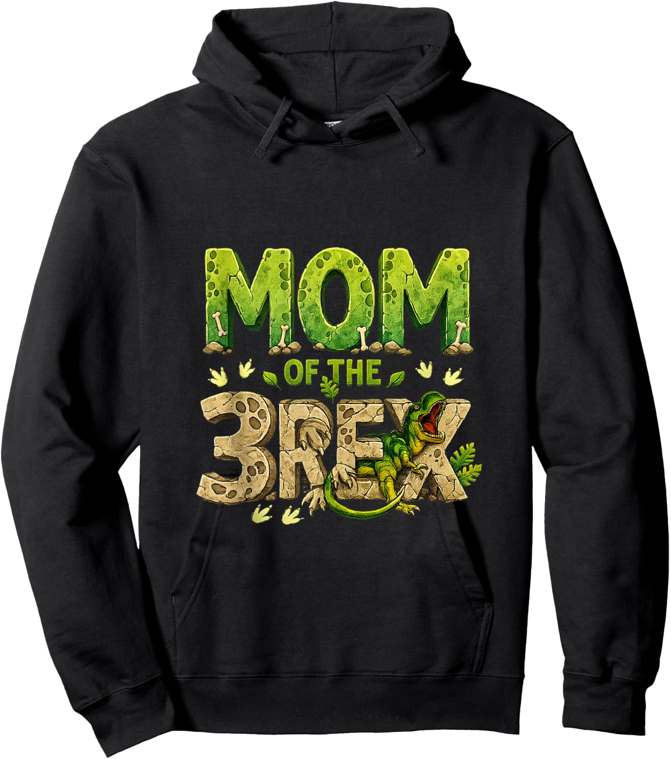 Mom of The Three Rex Birthday Dinosaur Family Matching Hoodie - Hoodie | Black