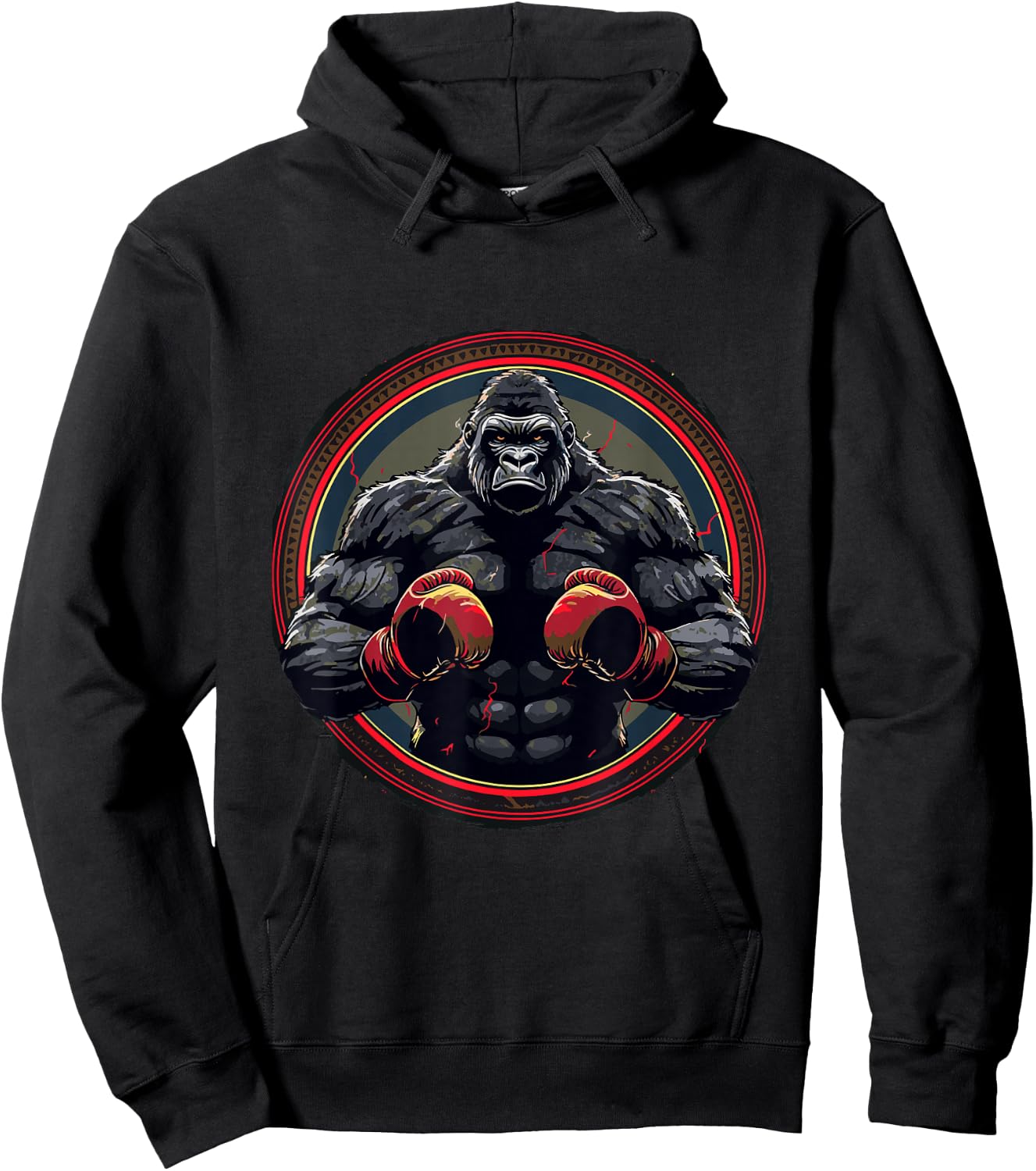 Silverback Gorilla with Boxing Gloves | Boxer Fighter Boxing , black Hoodie - Hoodie | Black