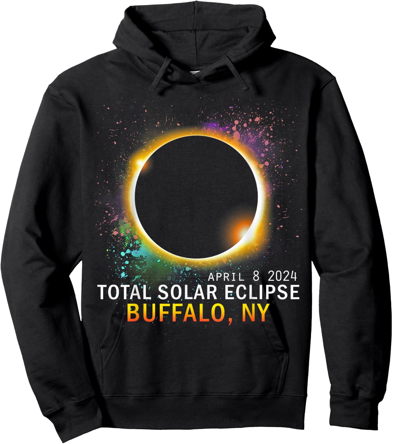 Buffalo New York Total Solar Eclipse April 8 2024 Hoodie - Hoodie | Black