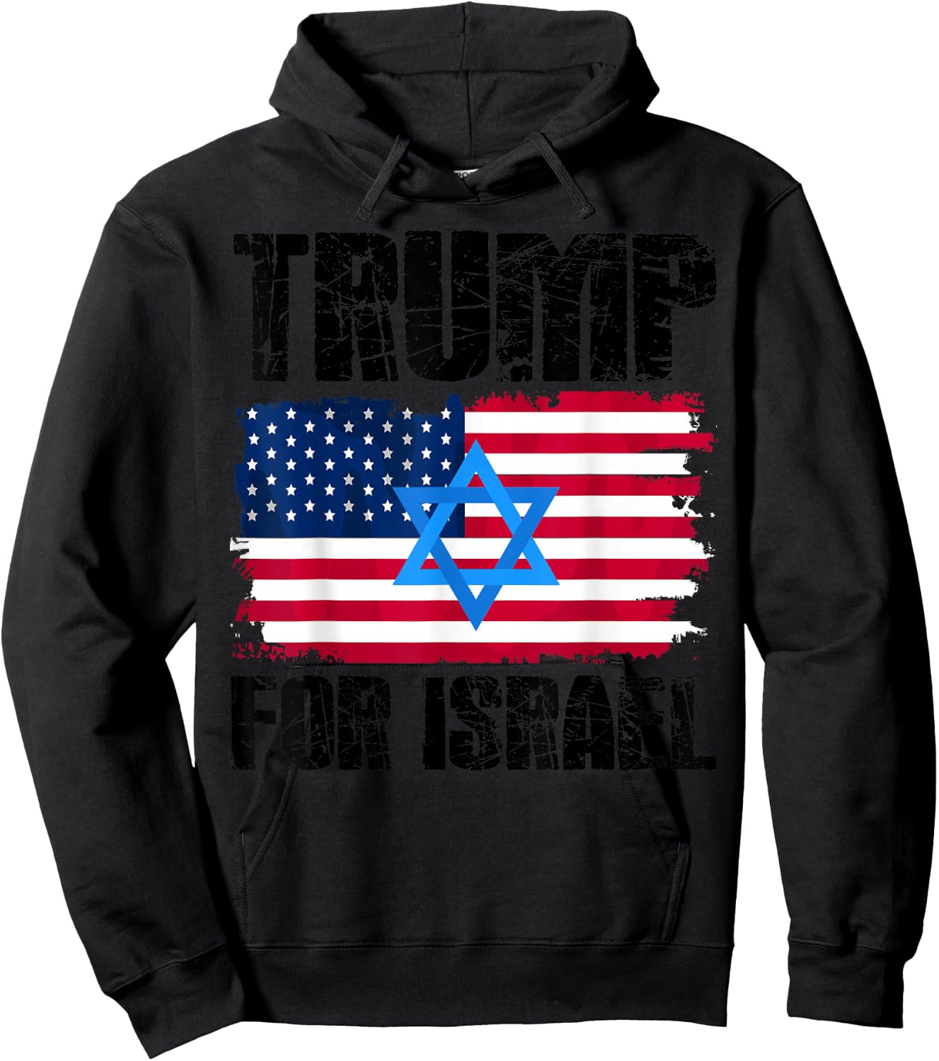 Trump for Israel American Jewish Flag Star of David , grey, S Hoodie - Hoodie | Black