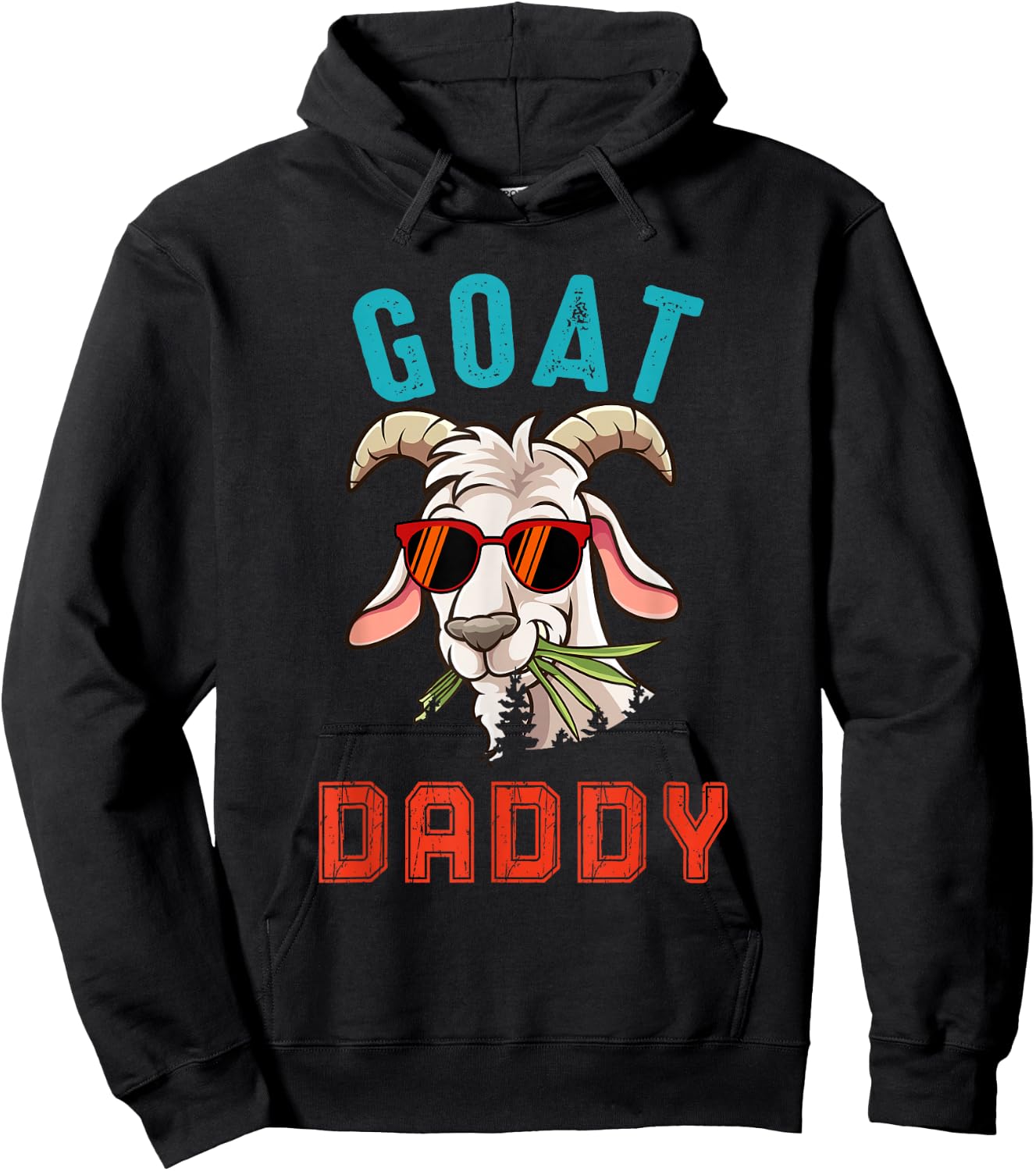 Vintage Goat Funny Daddy Cute Goat Sunglasses Farmer Family Hoodie - Hoodie | Black