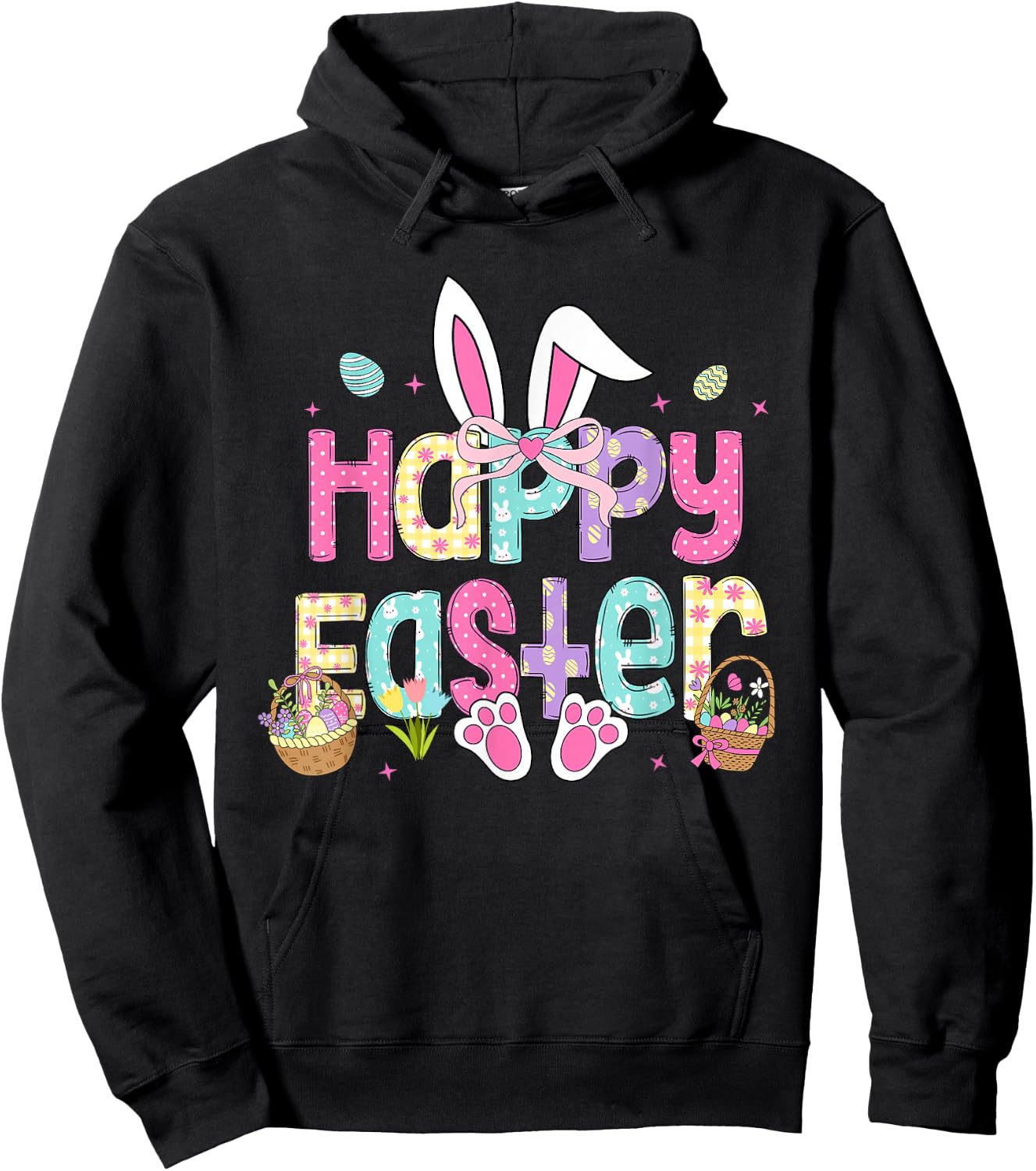 Happy Easter Cute Bunny Rabbit Easter Day Women Girls Hoodie - Hoodie | Black