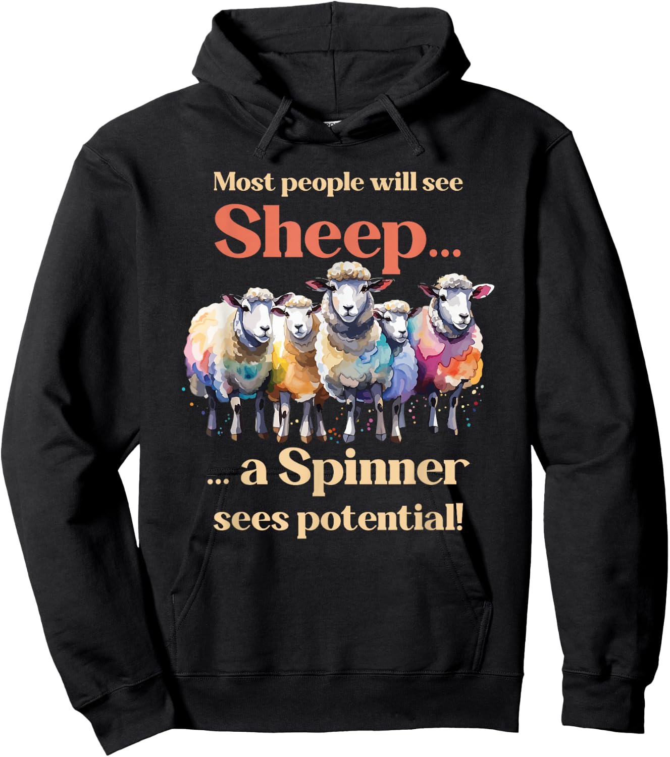 Most see sheep... a Spinner sees potential! Hand Spinning Hoodie - Hoodie | Black