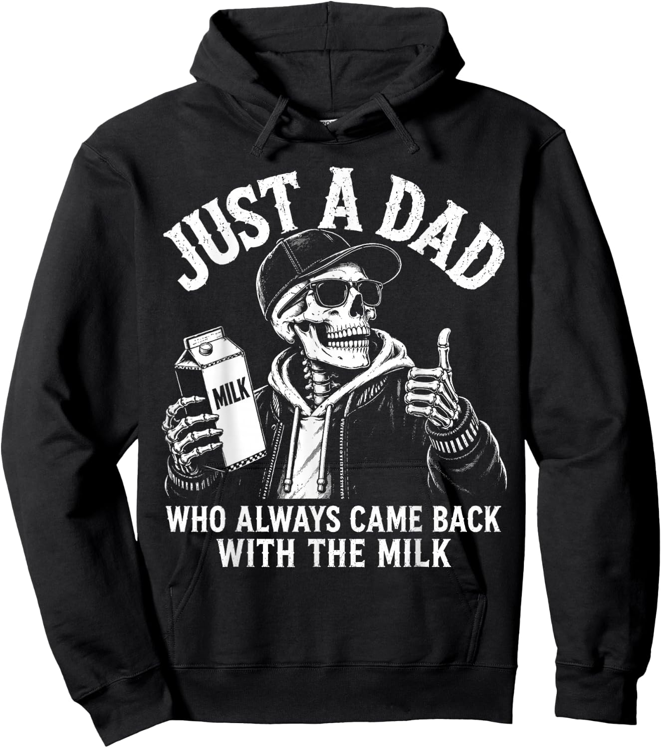Just A Dad Who Always Came Back with The Milk Retro Skeleton Hoodie - Hoodie | Black