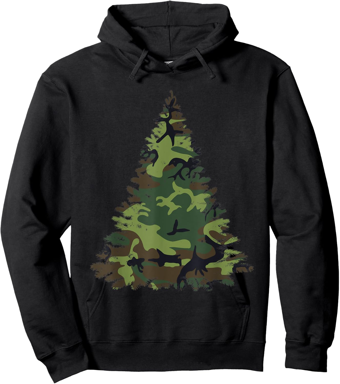 Camo Christmas Tree Camouflage Tree Shirt Veteran Hoodie - Hoodie | Black