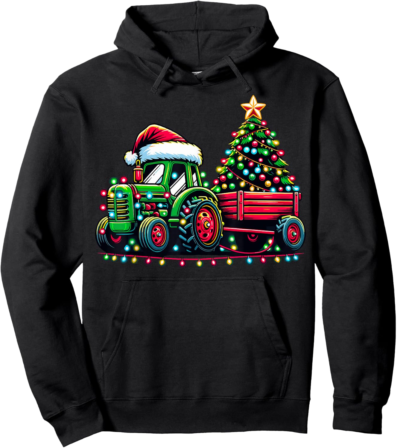 Christmas Tractor Boys Santa Xmas Farm Truck Hoodie - Hoodie | Black