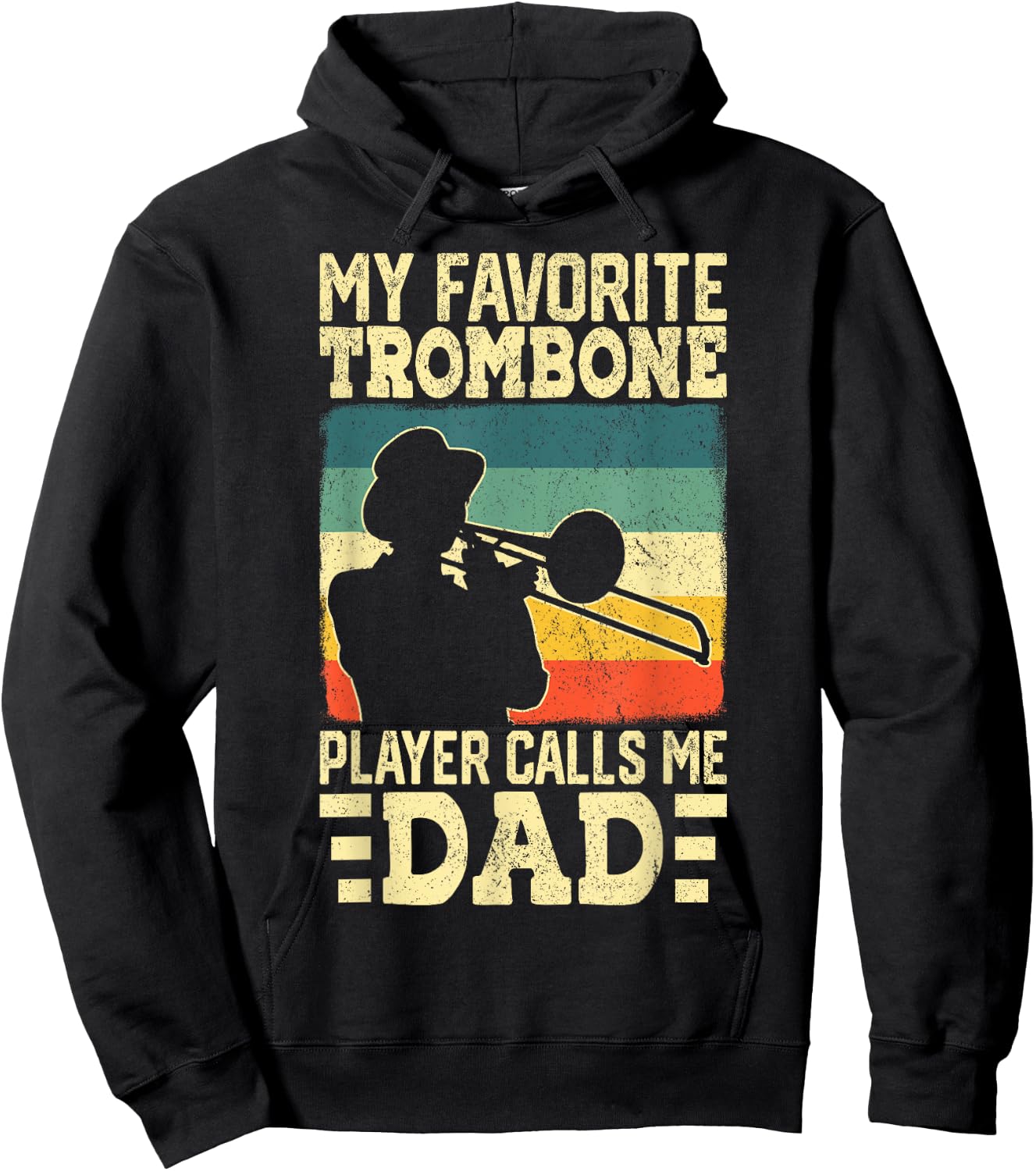 Funny Trombone Design Dad Musician Trombone Hoodie - Hoodie | Black