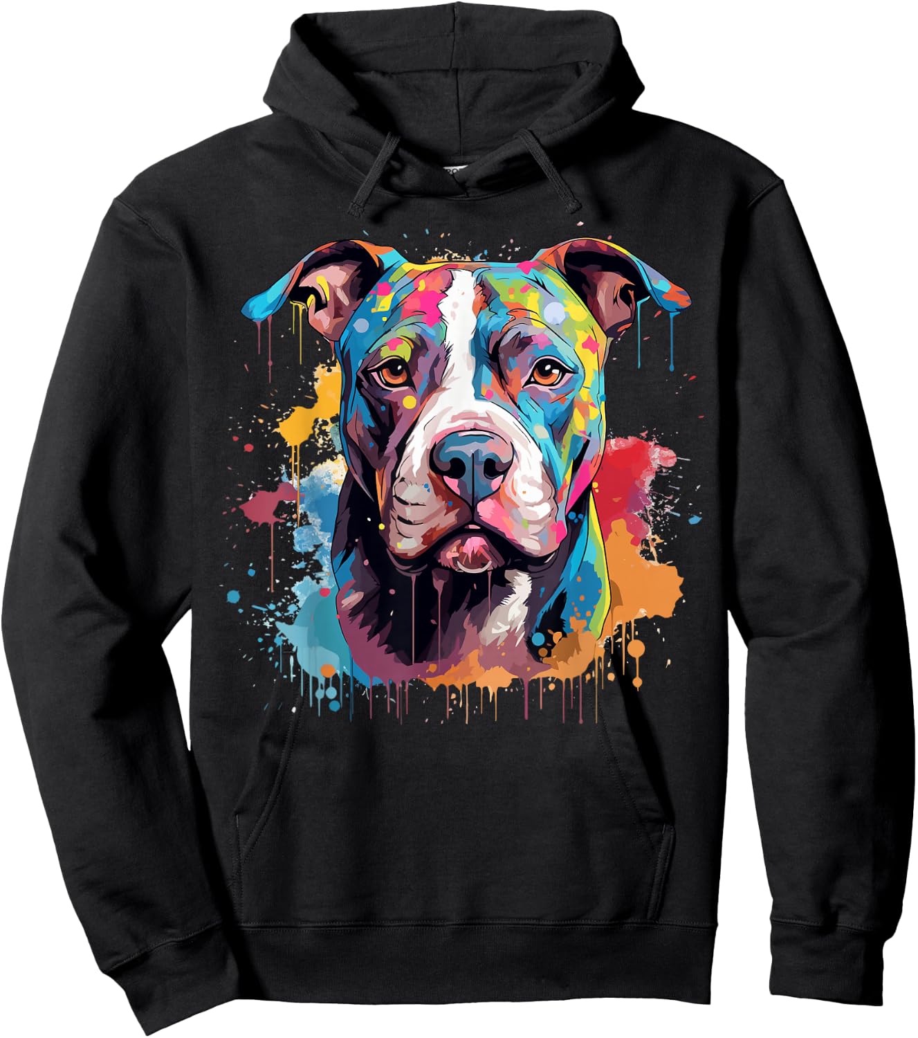 Colorful Splash Art Pitbull Dog Hoodie - Hoodie | Black