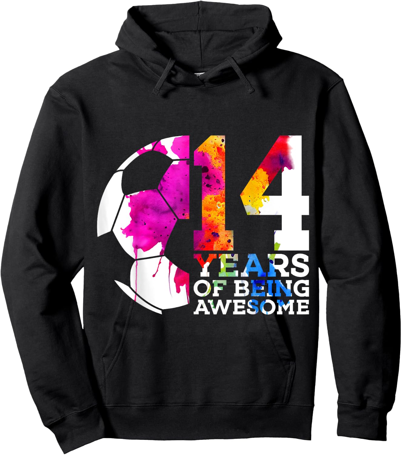 14 Years of Being Awesome Soccer 14th Birthday Hoodie - Hoodie | Black