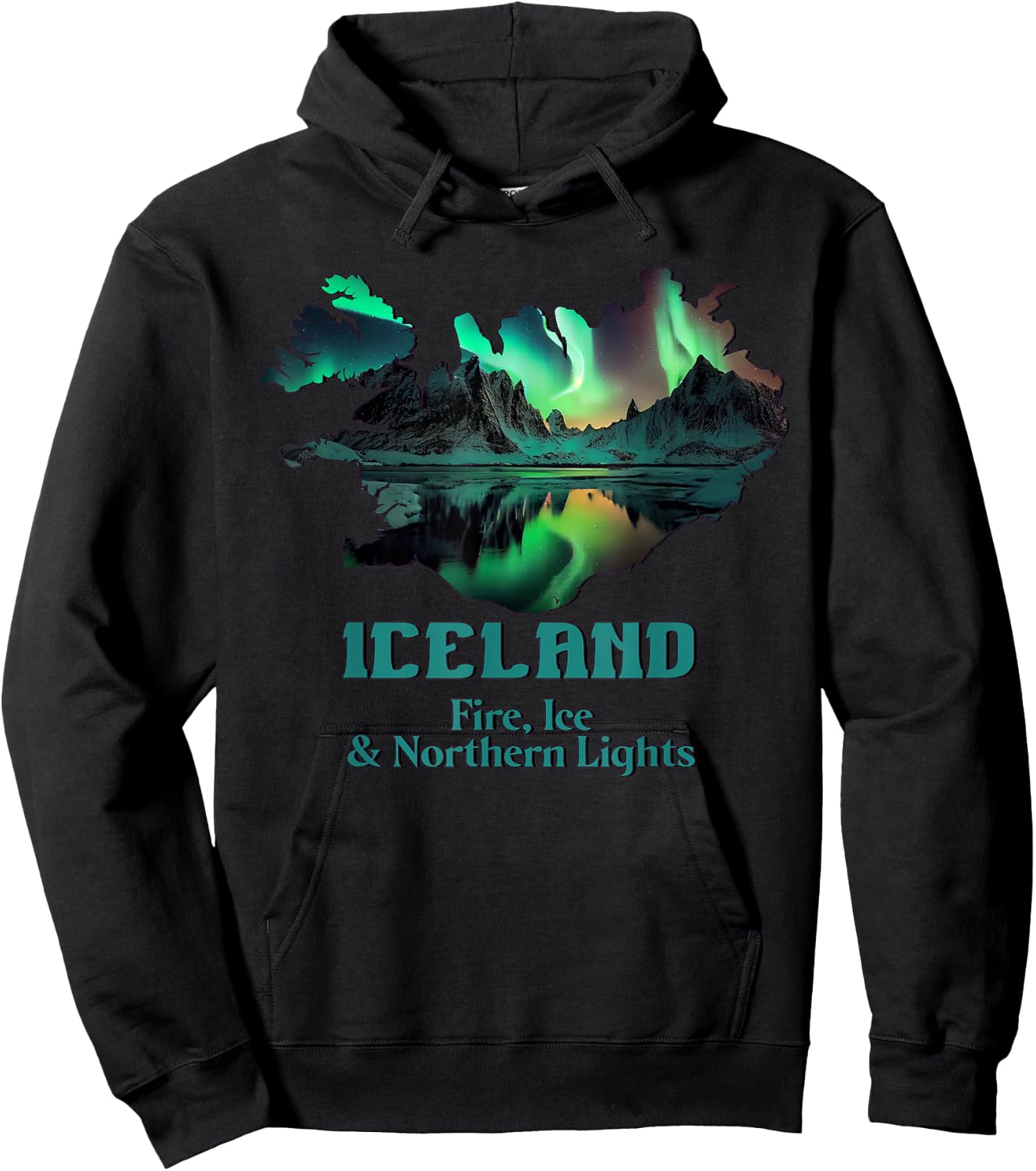 Aurora Borealis Island Natur Feuer Eis Camping Wandern Hoodie - Hoodie | Black