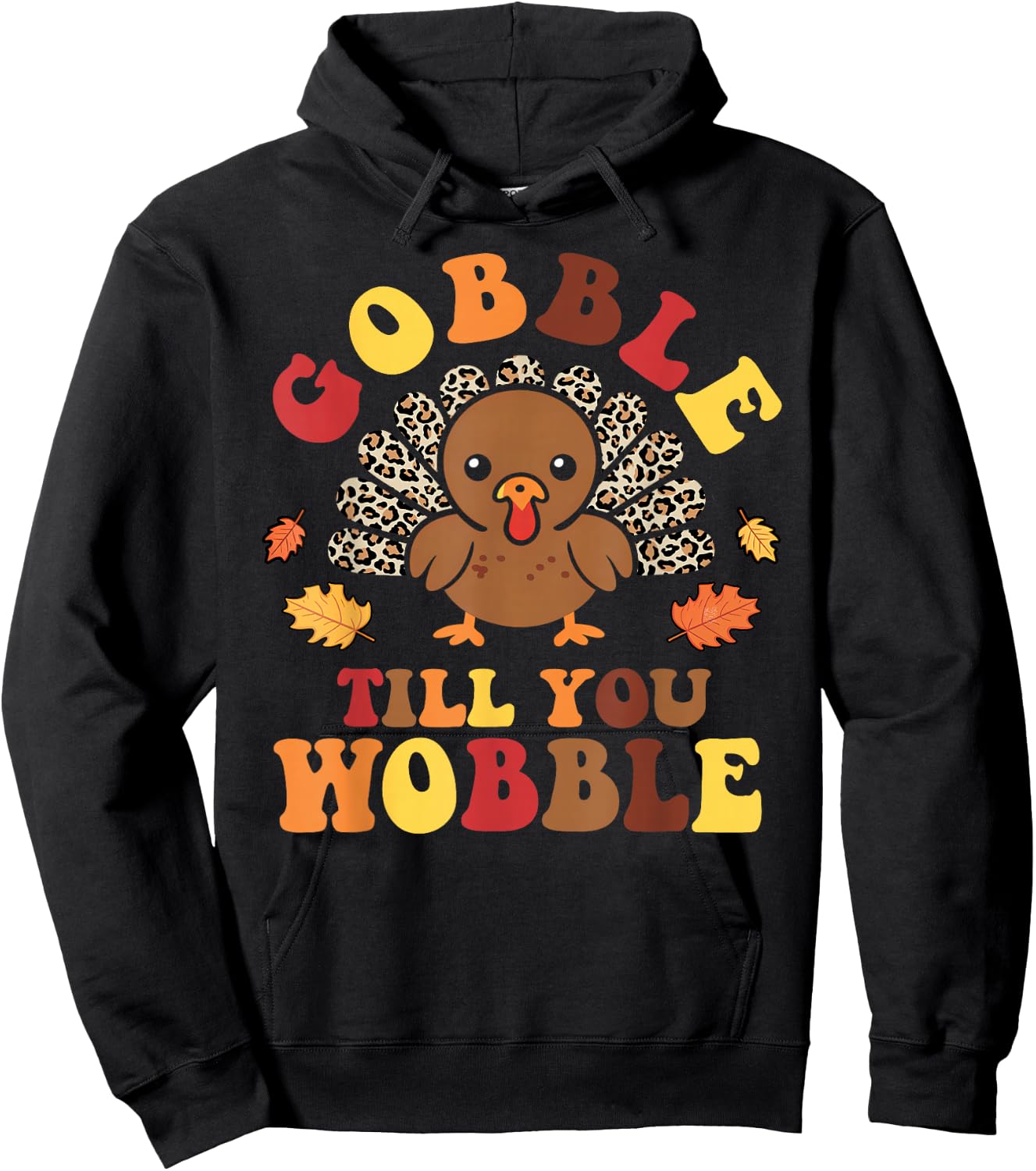 Groovy Leopard Thanksgiving With My Gnomies Funny Gnome Hoodie - Hoodie | Black