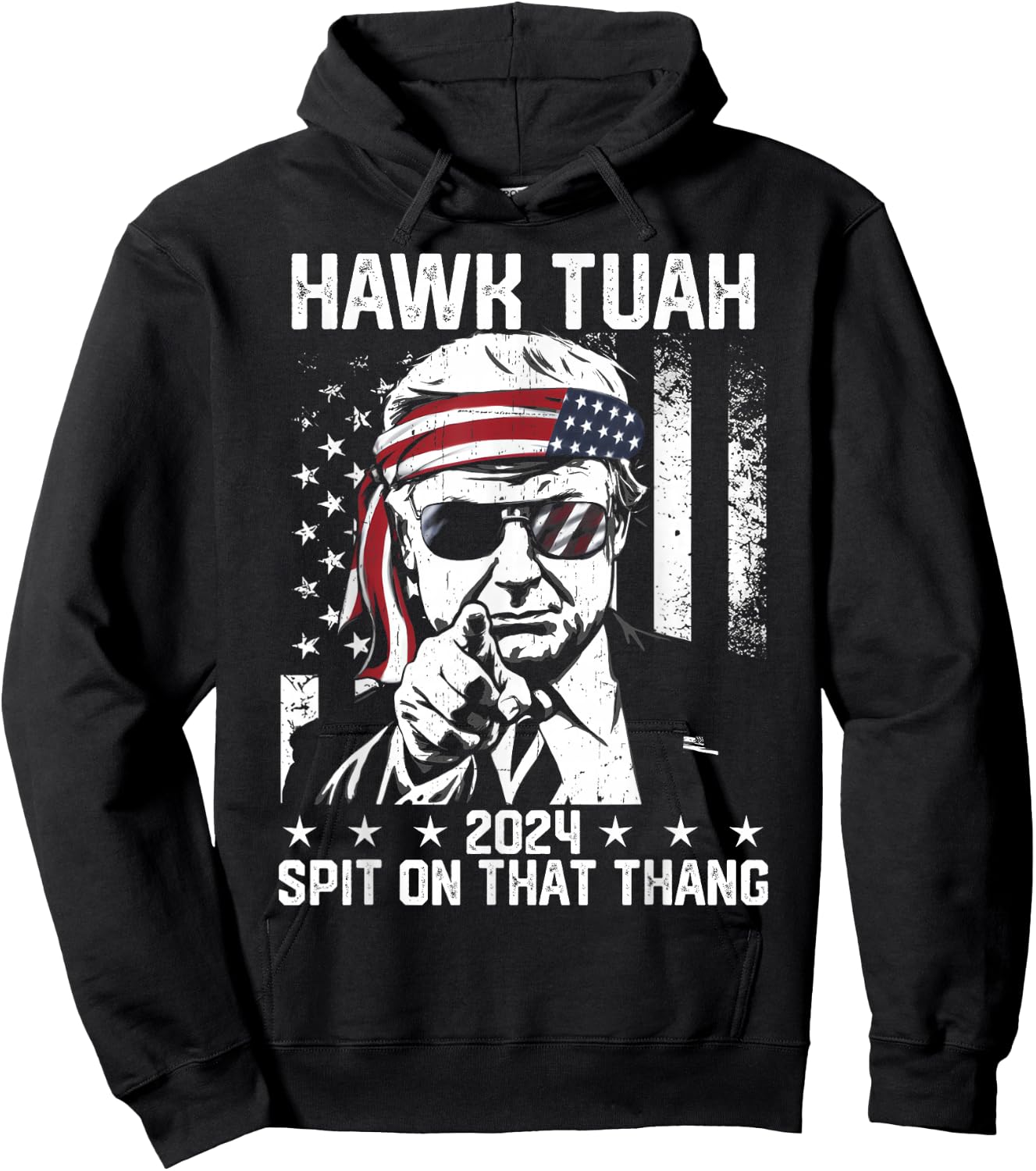 Donal Trump Funny Hawk Tush Spit on that Thang Hoodie - Hoodie | Black