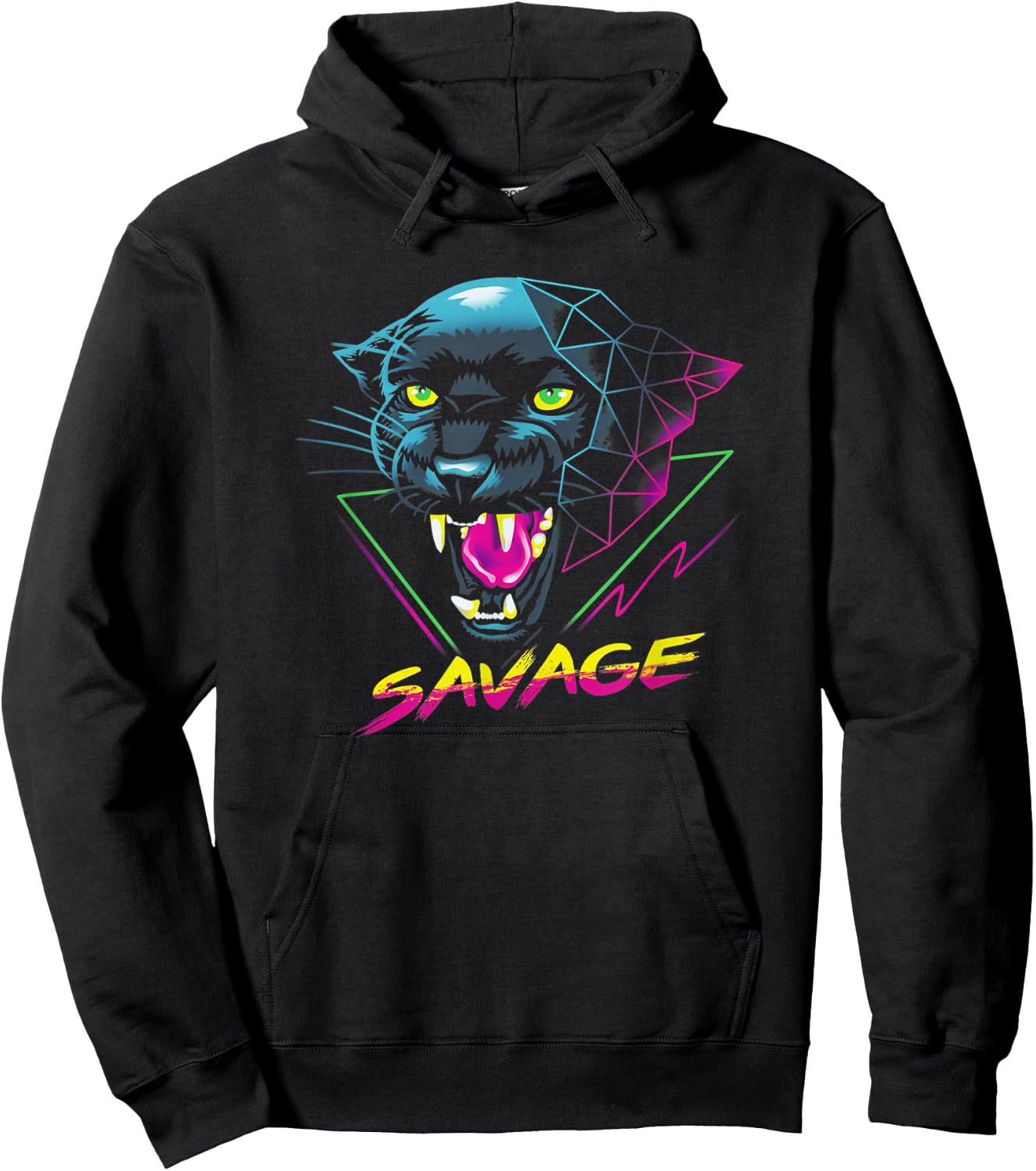 Savage - Panther Synthwave Retro Style Hoodie - Hoodie | Black