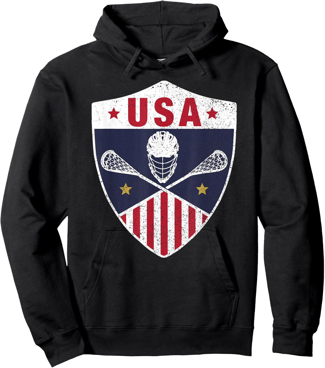 Retro America Lacrosse I Proud USA Lax Player Jersey Hoodie - Hoodie | Black