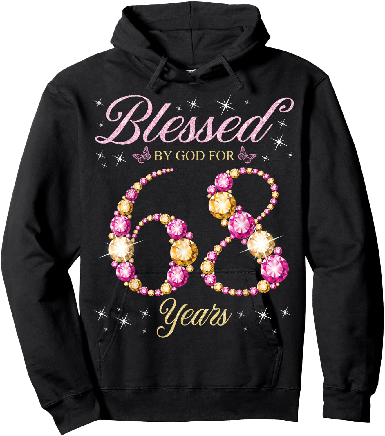 Blessed By God For 68 Years Old 68th Birthday Party Hoodie - Hoodie | Black