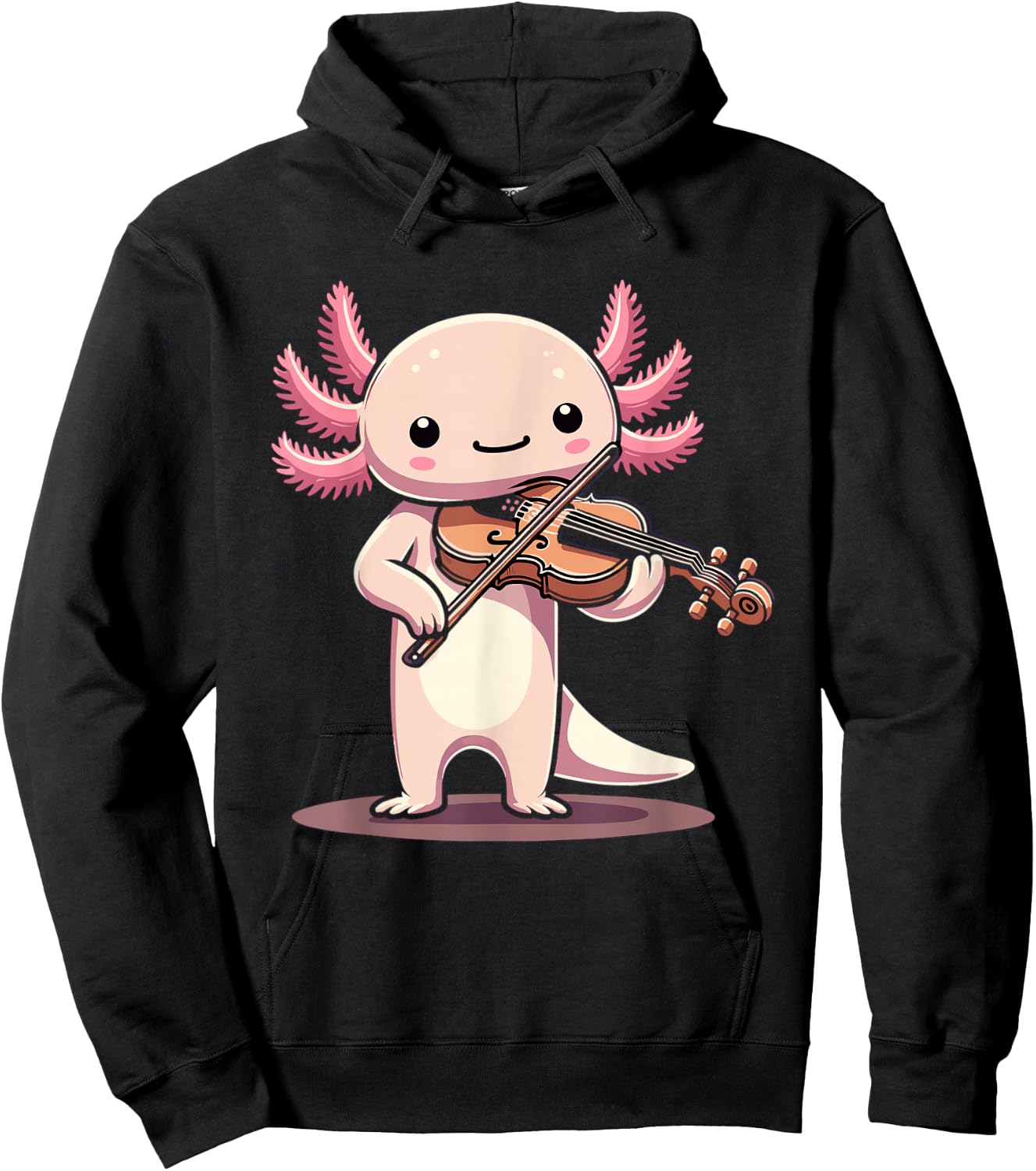 Cute Axolotl Playing Violin for Violinist Musical Orchestra Hoodie - Hoodie | Black