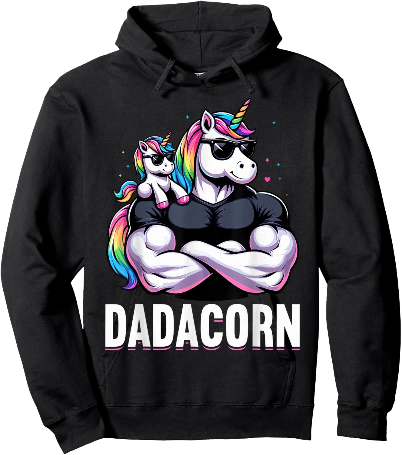 Dadacorn Unicorn Dad Father's Day Daughter Hoodie - Hoodie | Black