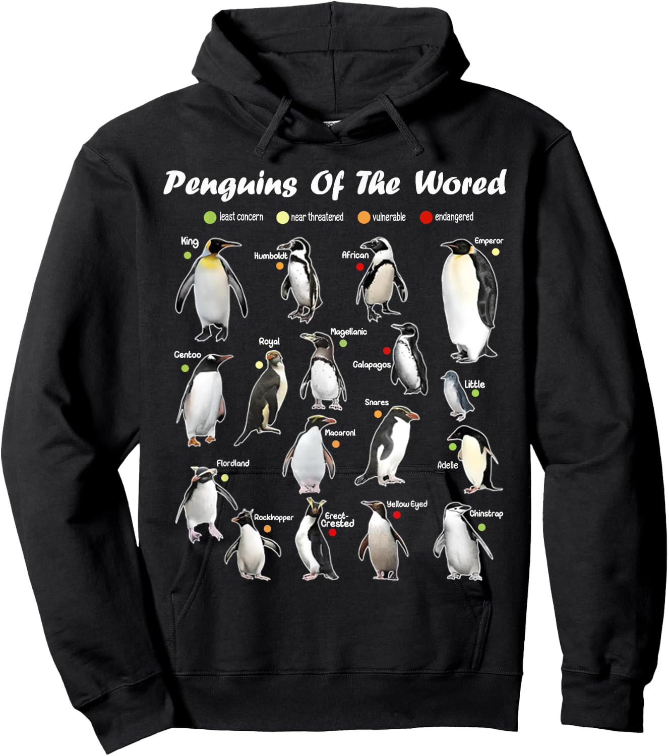 Funny Animals Graphic Penguins of the World Penguin Lover Hoodie - Hoodie | Black