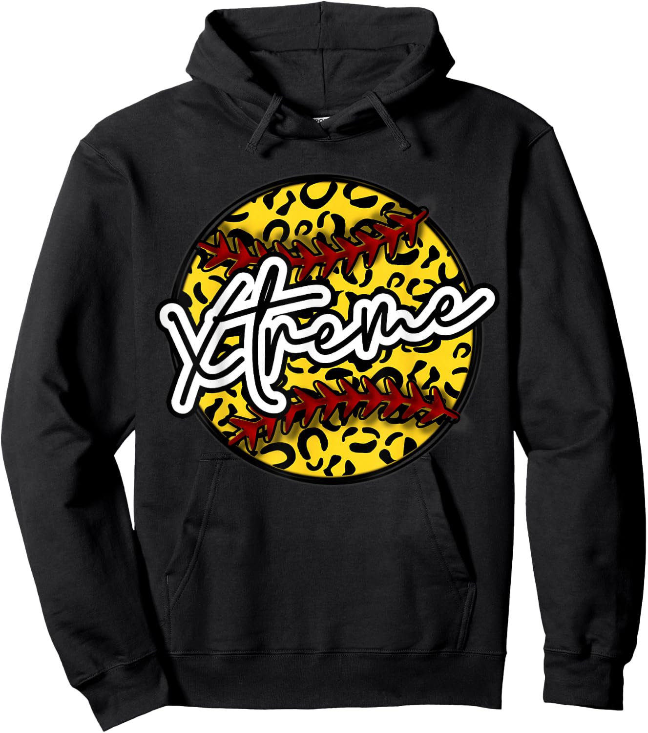 XTREME Leopard Cheetah Softball Team Trendy Cute Womans Top Hoodie - Hoodie | Black