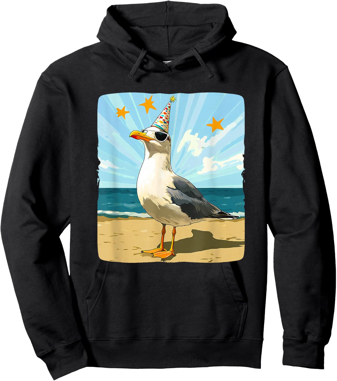 Cute Seagull with Party Hat for Seagulls Party Hoodie - Hoodie | Black