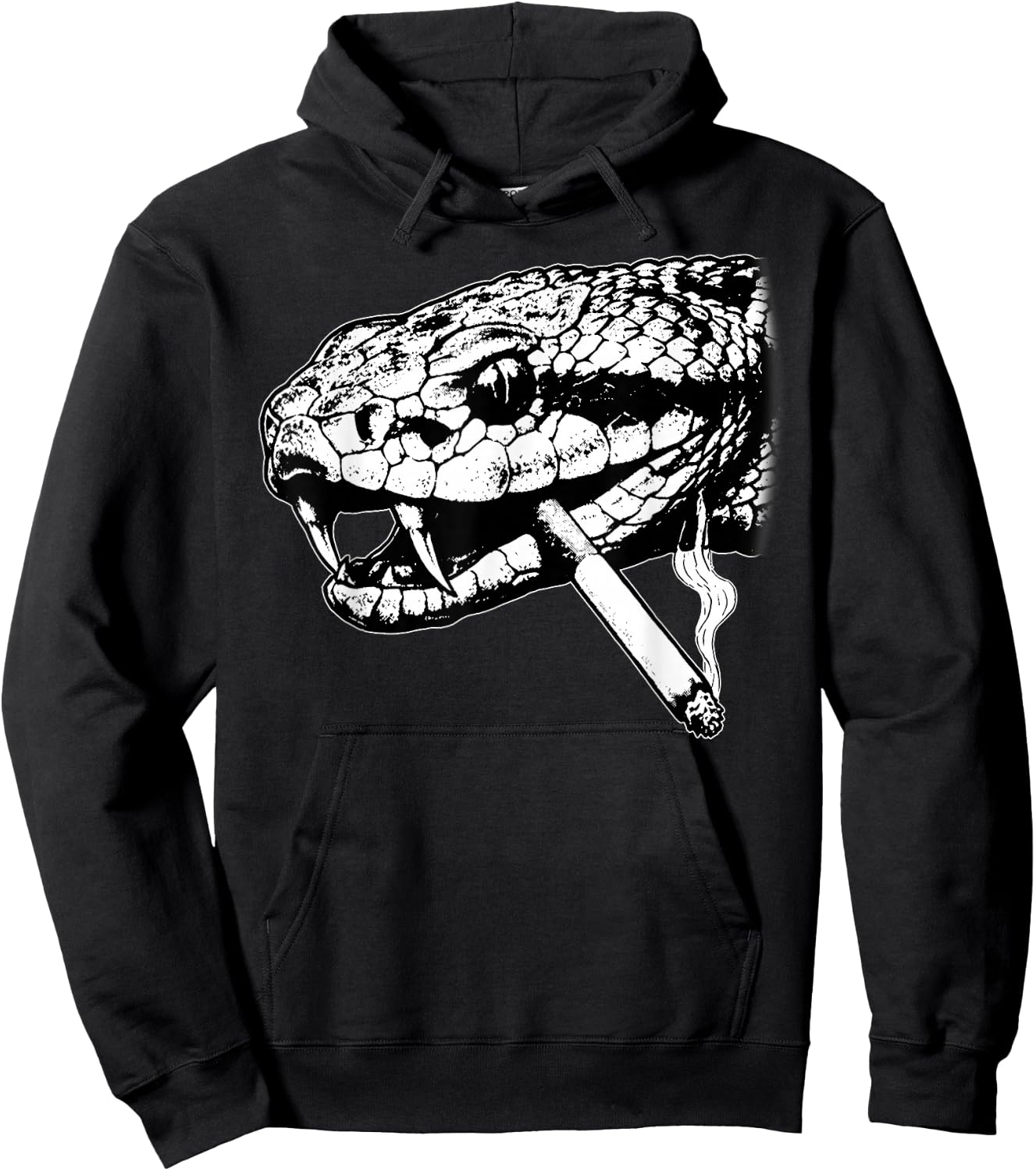 Snake Smoking Vintage 90s Cigarette Reptile Smoke Hoodie - Hoodie | Black