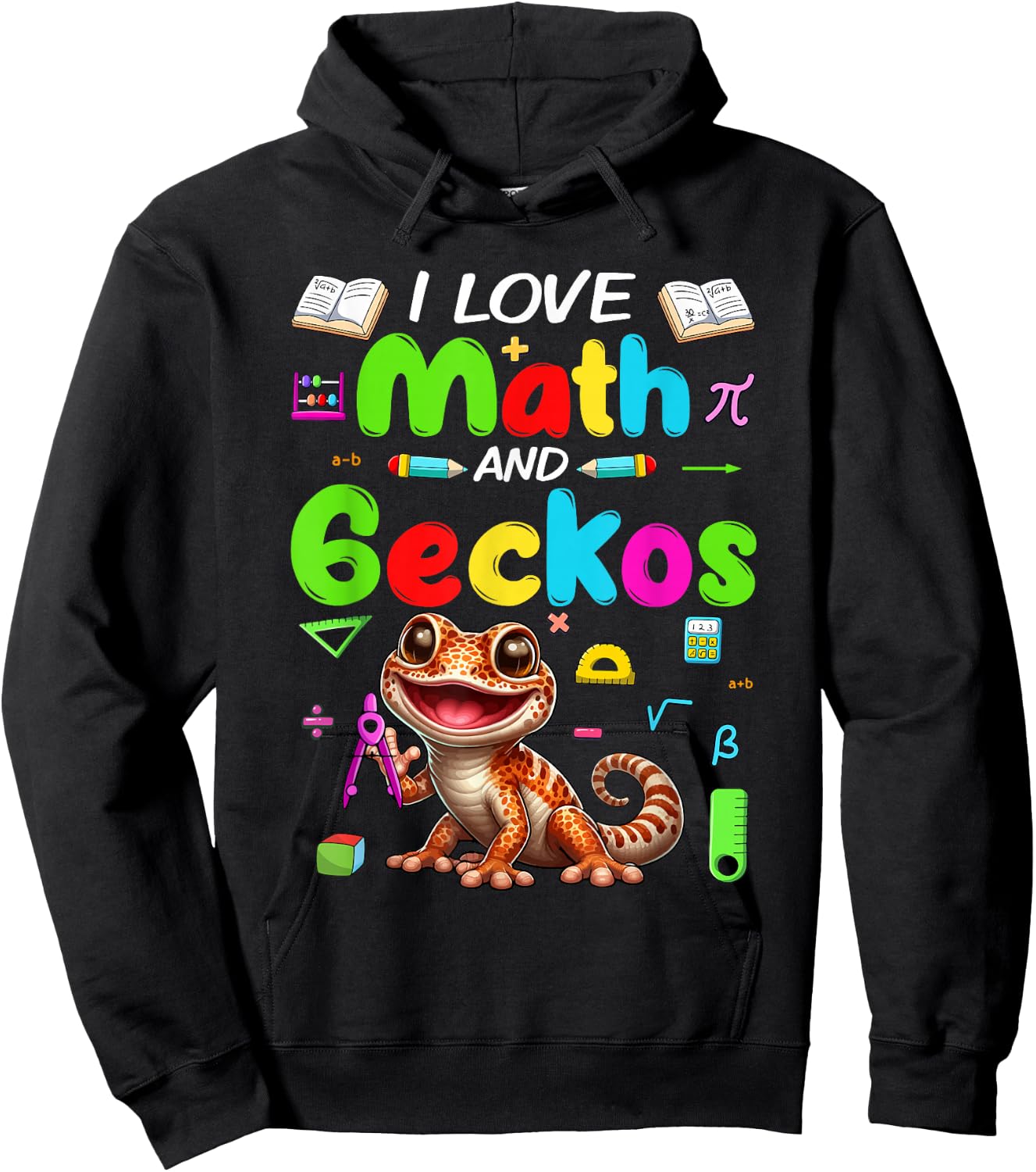 Love Math And Geckos Students Teachers Costume Colorful Hoodie - Hoodie | Black
