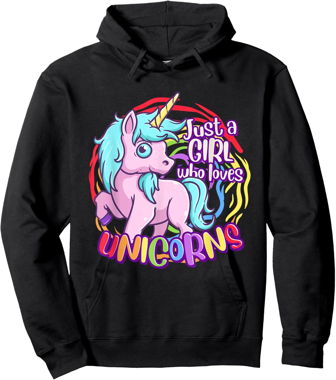 Cute Unicorn Just A Girl Who Loves Unicorn Hoodie - Hoodie | Black