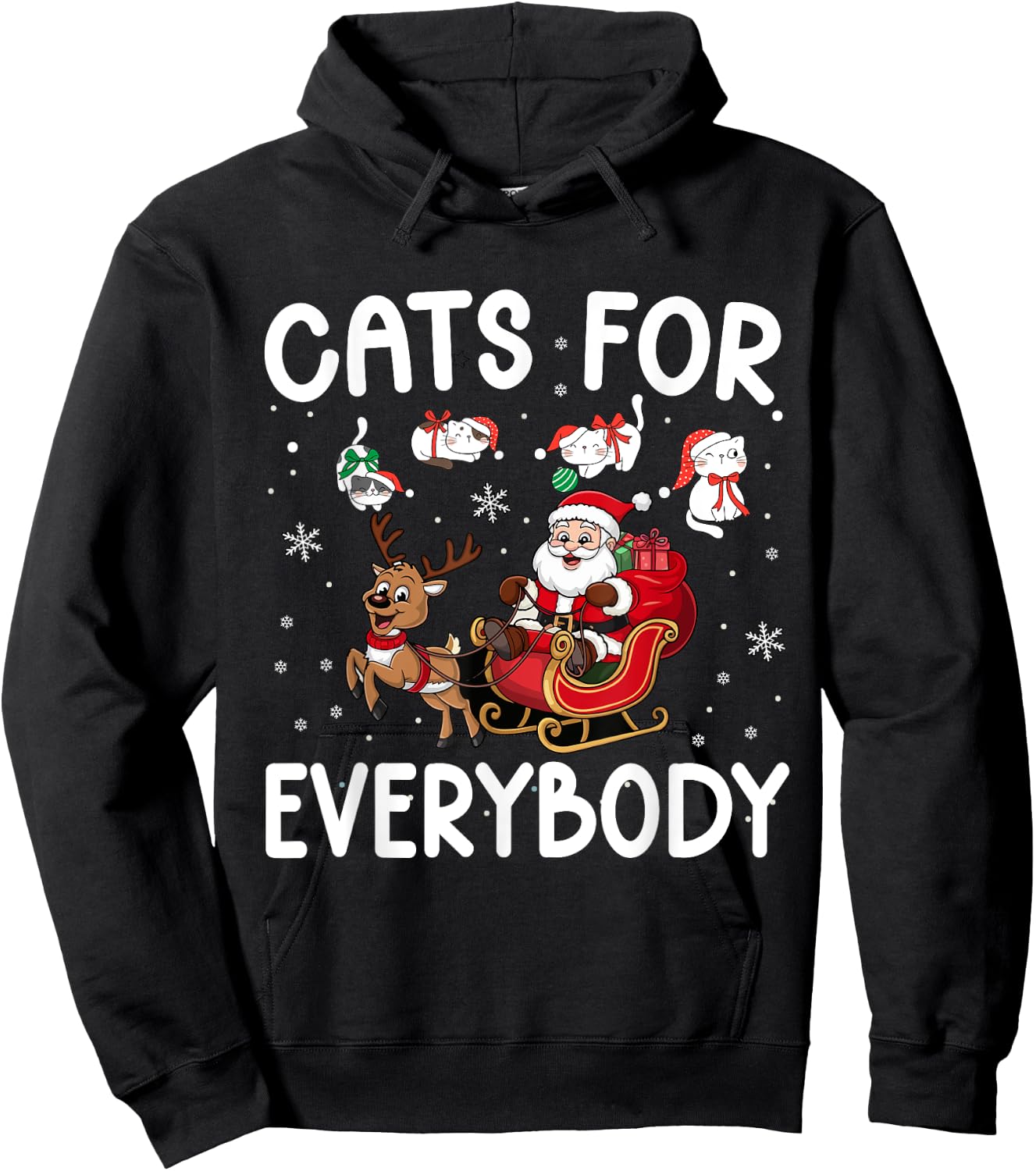 Cats For Everybody Christmas Cat Funny Christmas Hoodie - Hoodie | Black