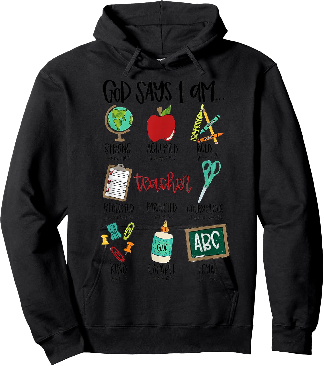 God Says I Am Teacher Hoodie - Hoodie | Black