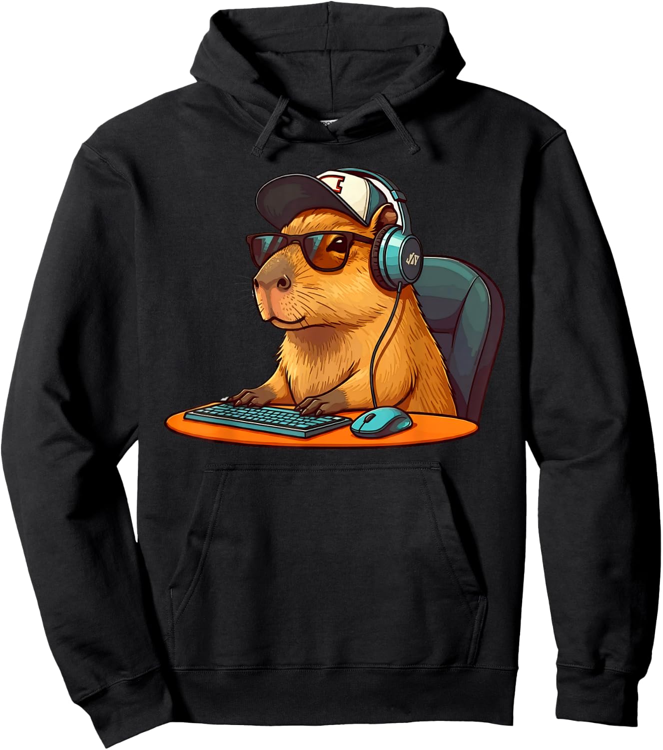 Capybara Video Games Funny Gaming Capy Men Teen Boys Kids Hoodie - Hoodie | Black