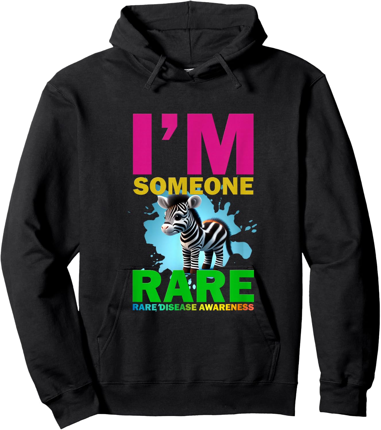 I'm Rare, cute zebra for Rare disease awareness Hoodie - Hoodie | Black