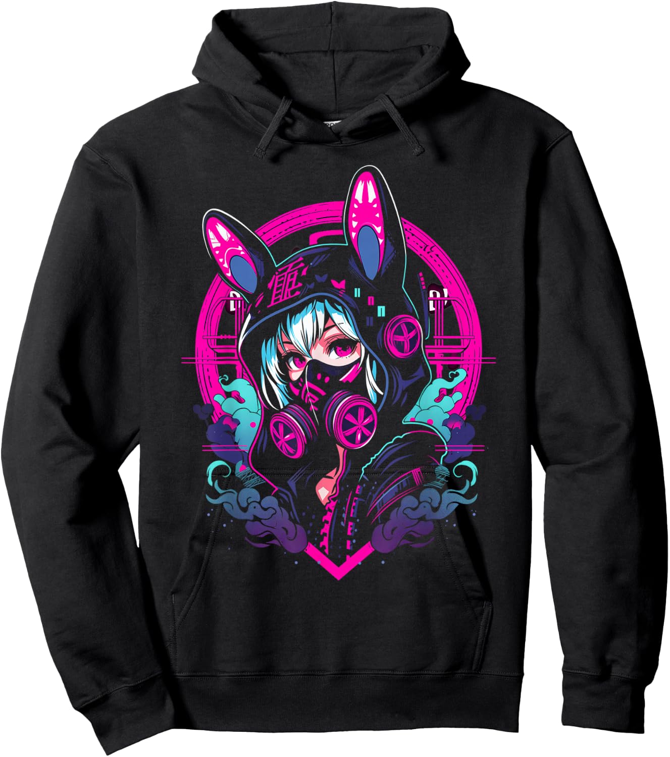 Anime Manga Cyberpunk Aesthetic Techwear Harajuku | Bunny Hoodie - Hoodie | Black