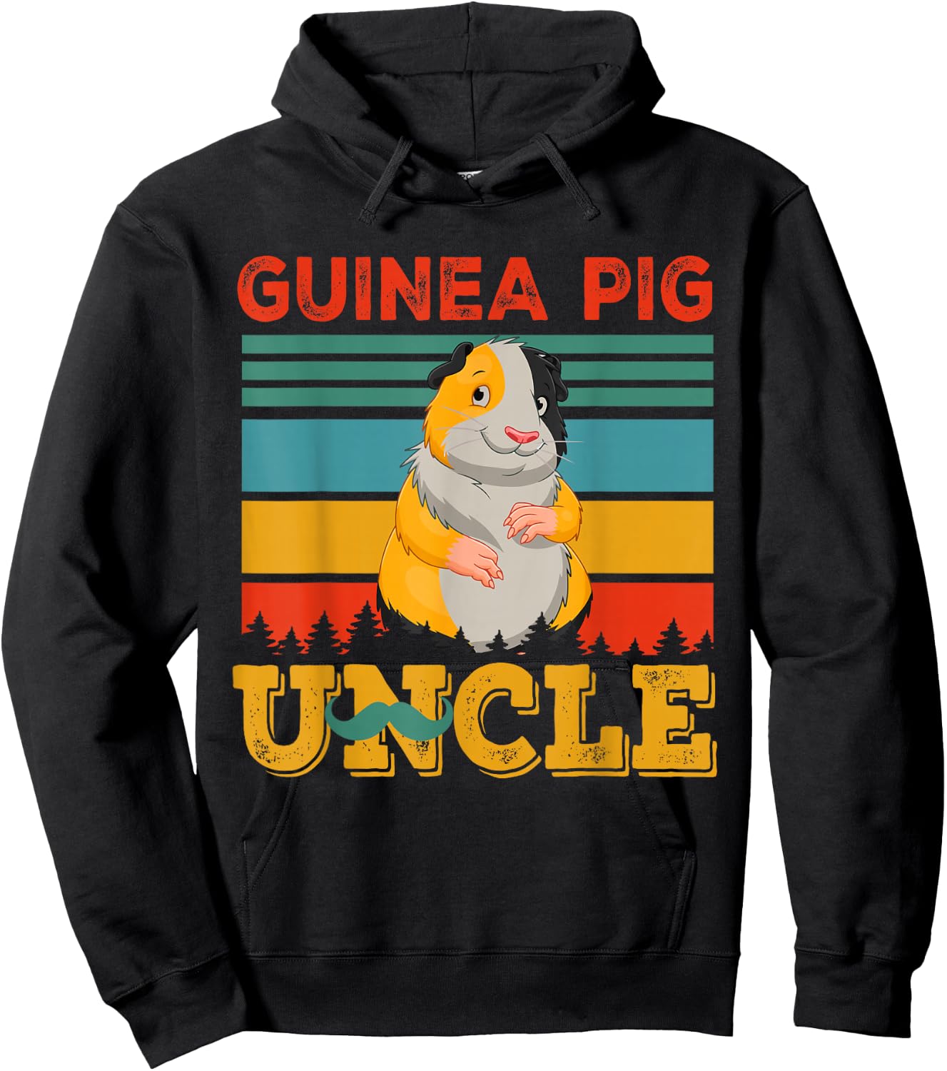 Vintage Retro Guinea Pig Uncle Matching Rodent Lover Family Hoodie - Hoodie | Black