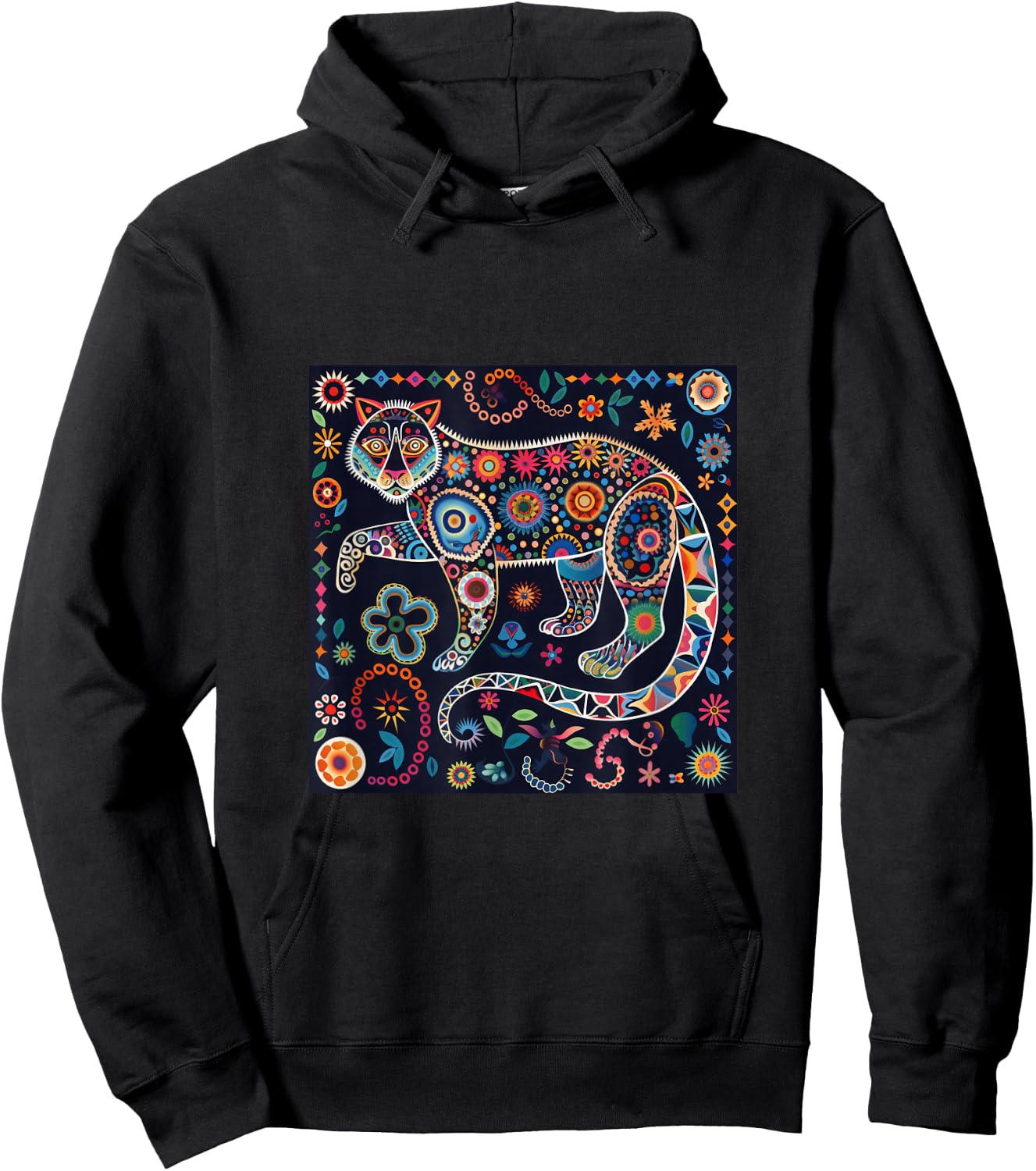 Jaguar Head Huichol Art Mexico Aztec Mayas Hoodie - Hoodie | Black