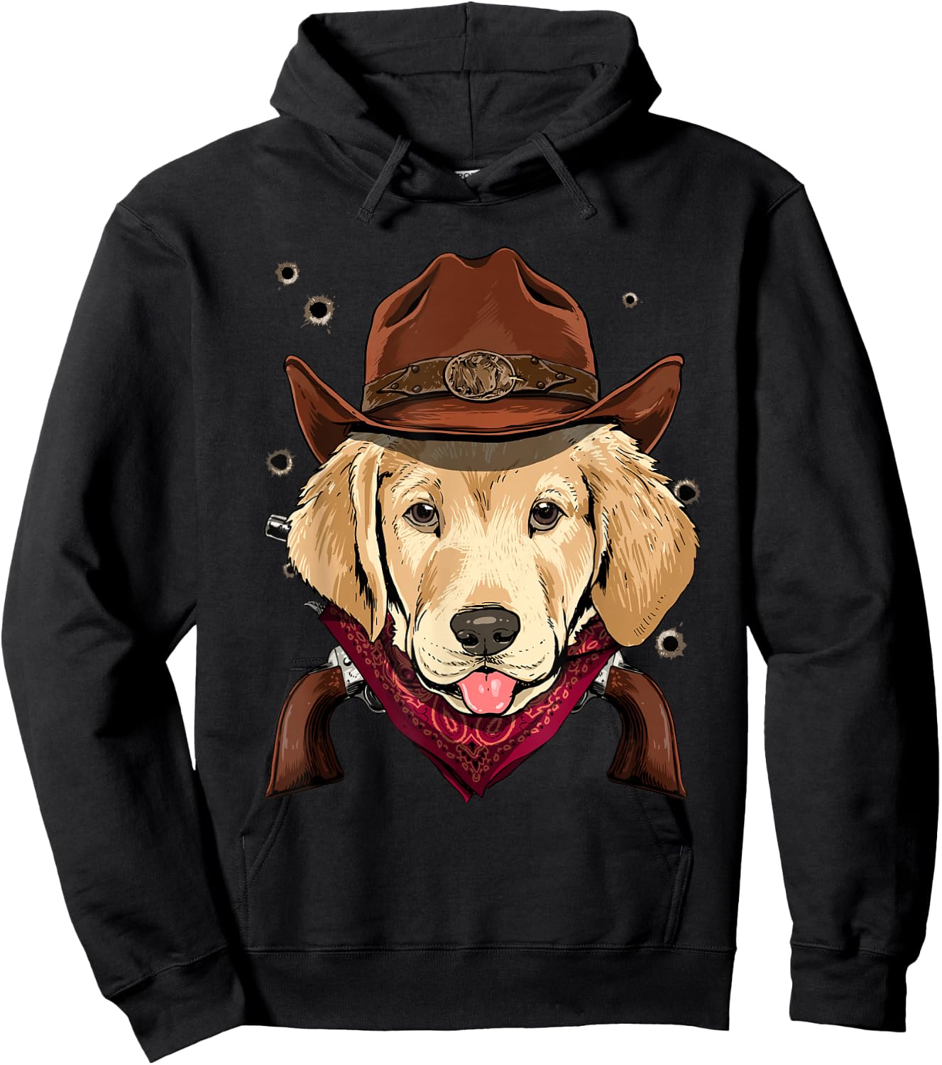Cowboy Labrador Western Rodeo Cowboy Hat and Bandana Dog Hoodie - Hoodie | Black