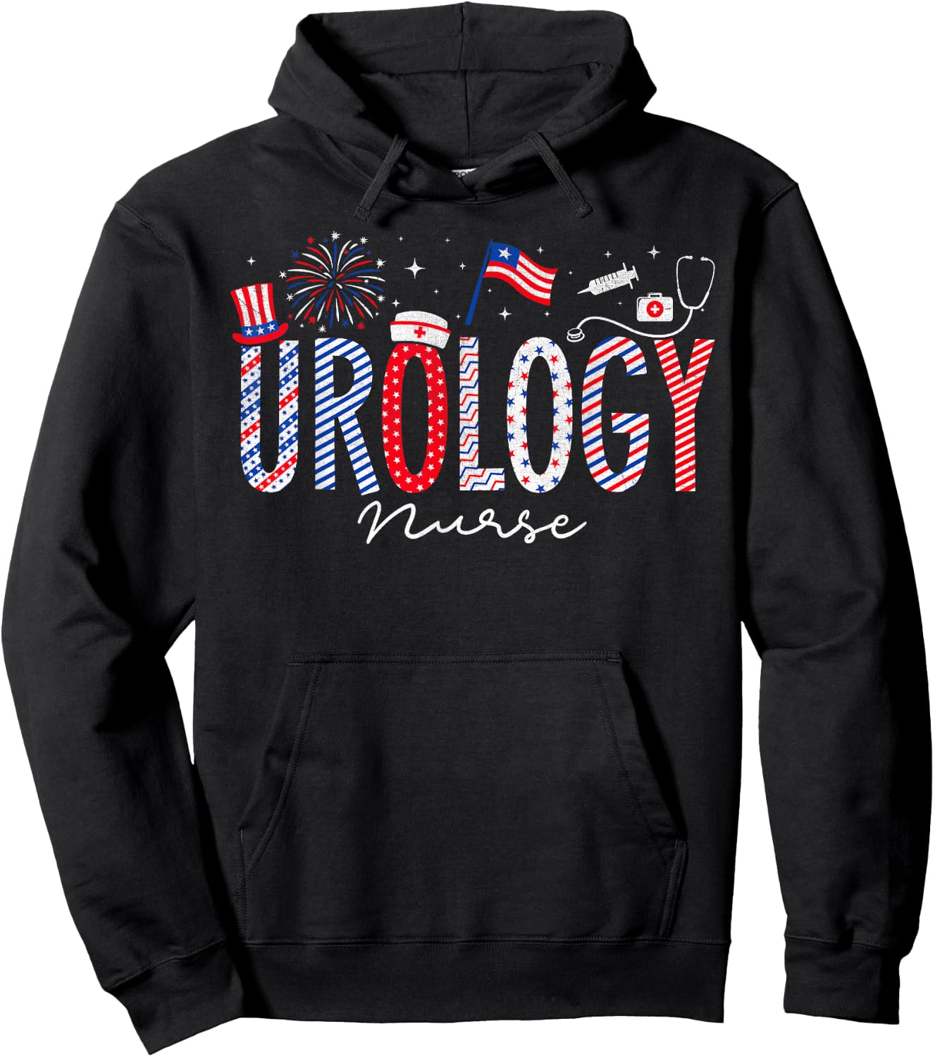 4th Of July Urology Nurse Scrub Tops Patriotic Nurses Women Men Hoodie - Hoodie | Black