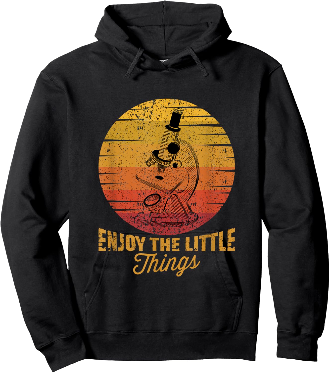 Gift Ideas for Biochemists and Microbiologists Enjoy The Little Things Microscope Microbiology Science Adults Black Cotton 65% Polyester 35% Classic Fit Short Sleeve Hoodie - Hoodie | Black