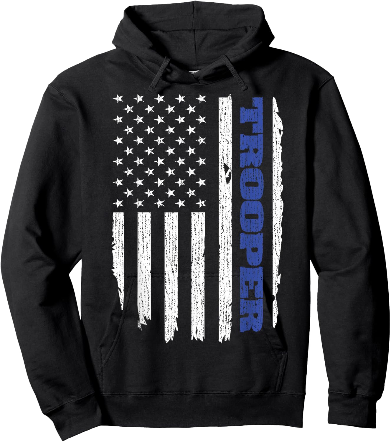 State Trooper Police Thin Blue Line USA Flag Hoodie - Hoodie | Black