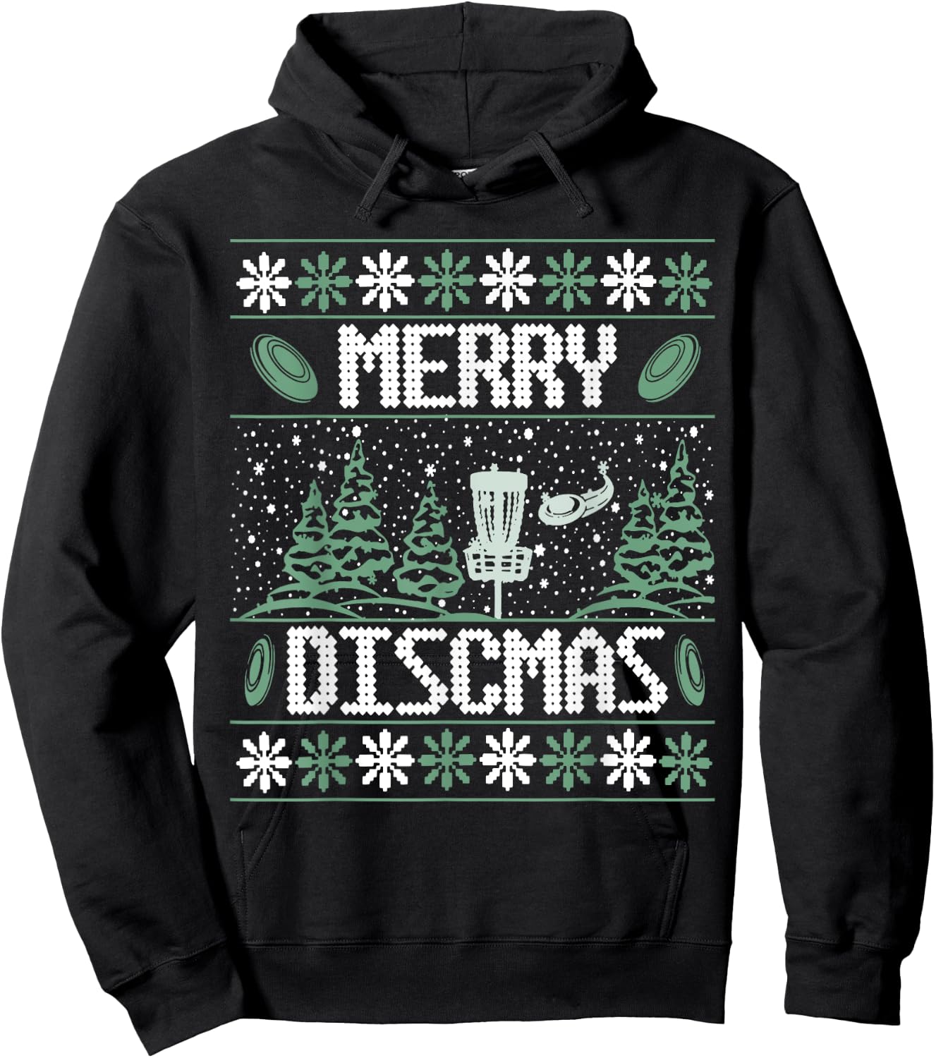 Vintage Disc Golf Ugly Christmas Merry Discmas Party Hoodie - Hoodie | Black